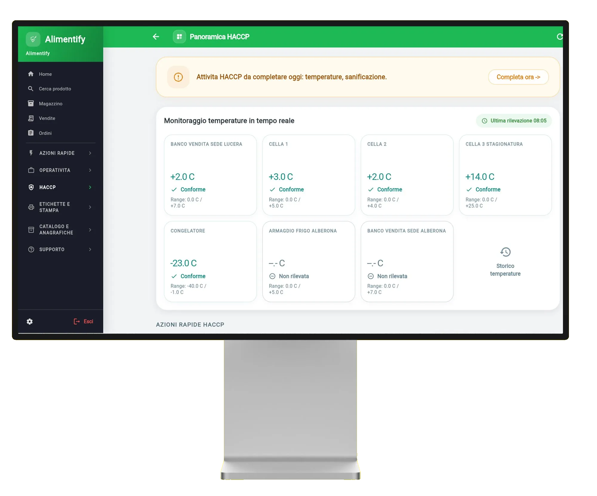 Dashboard HACCP digitale Alimentify
